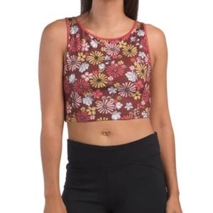 Nanette Lepore Play NWT High Neck Floral Cropped Tank Top Moisture Wicking XL